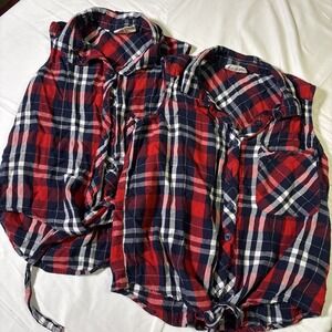 MoMoLand Sleeveless Flannel  Lot 2 Matching Youth Size 8 & 10 Tie At The Waist